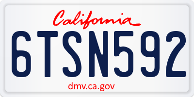 CA license plate 6TSN592