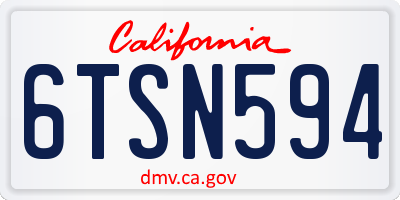 CA license plate 6TSN594