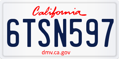 CA license plate 6TSN597