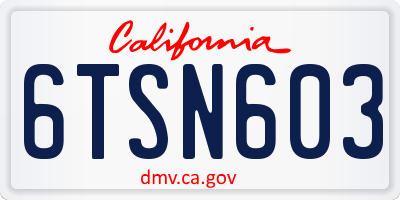 CA license plate 6TSN603