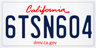 CA license plate 6TSN604