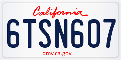 CA license plate 6TSN607