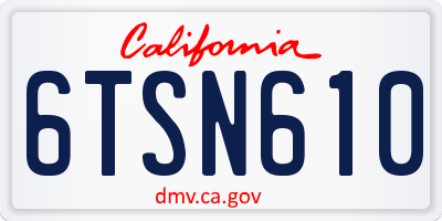 CA license plate 6TSN610