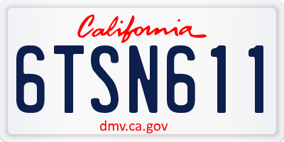 CA license plate 6TSN611