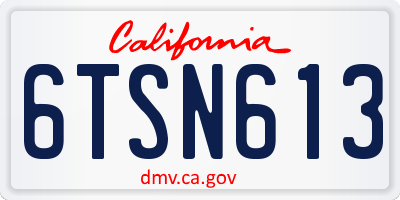 CA license plate 6TSN613