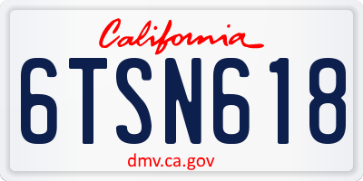 CA license plate 6TSN618
