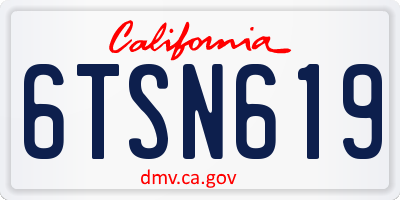 CA license plate 6TSN619