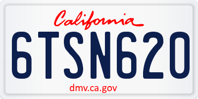 CA license plate 6TSN620