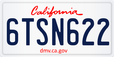 CA license plate 6TSN622