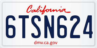 CA license plate 6TSN624