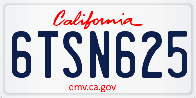 CA license plate 6TSN625