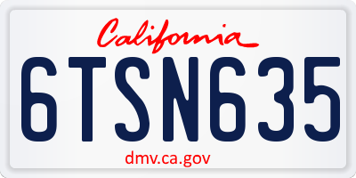 CA license plate 6TSN635