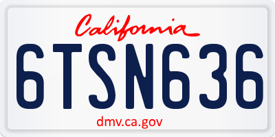 CA license plate 6TSN636