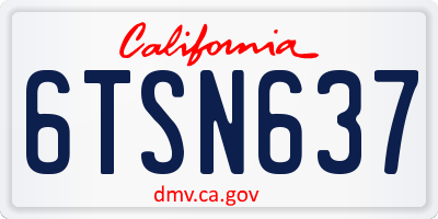 CA license plate 6TSN637