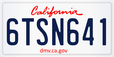 CA license plate 6TSN641