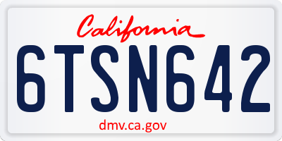 CA license plate 6TSN642
