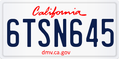 CA license plate 6TSN645