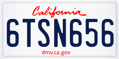 CA license plate 6TSN656