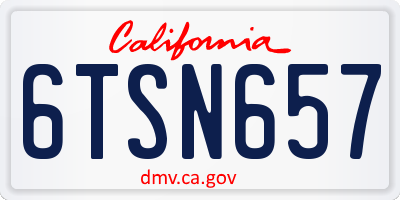 CA license plate 6TSN657