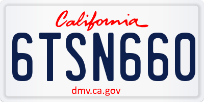 CA license plate 6TSN660