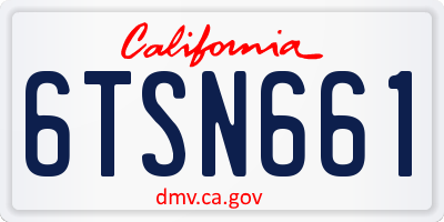 CA license plate 6TSN661