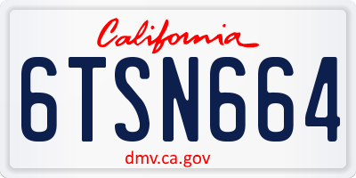 CA license plate 6TSN664