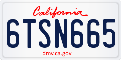 CA license plate 6TSN665