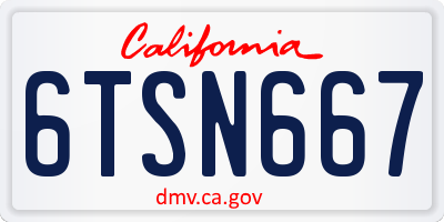 CA license plate 6TSN667