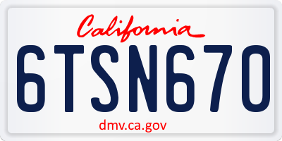 CA license plate 6TSN670