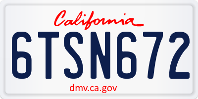 CA license plate 6TSN672