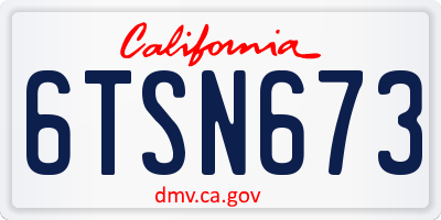 CA license plate 6TSN673