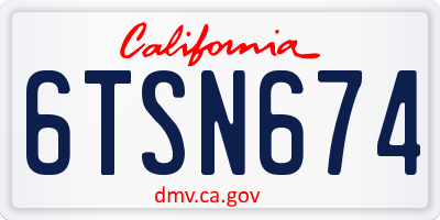 CA license plate 6TSN674