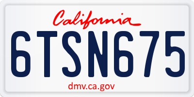 CA license plate 6TSN675