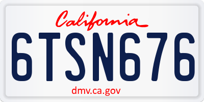 CA license plate 6TSN676