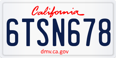 CA license plate 6TSN678
