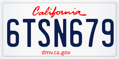CA license plate 6TSN679