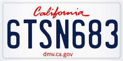 CA license plate 6TSN683