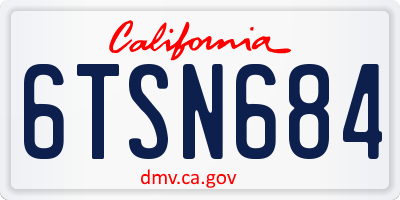 CA license plate 6TSN684