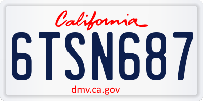 CA license plate 6TSN687