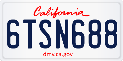 CA license plate 6TSN688