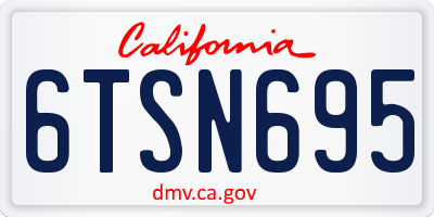 CA license plate 6TSN695