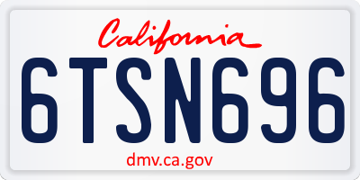 CA license plate 6TSN696