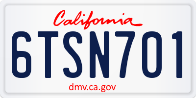 CA license plate 6TSN701