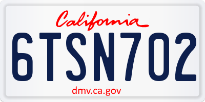 CA license plate 6TSN702