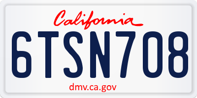 CA license plate 6TSN708