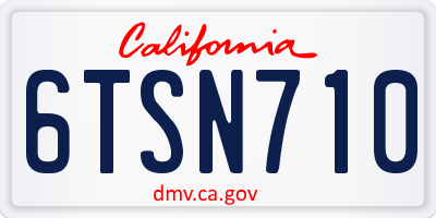 CA license plate 6TSN710