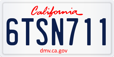 CA license plate 6TSN711