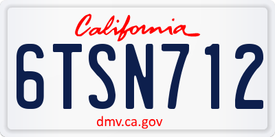 CA license plate 6TSN712