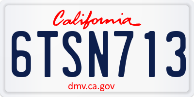 CA license plate 6TSN713