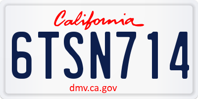 CA license plate 6TSN714